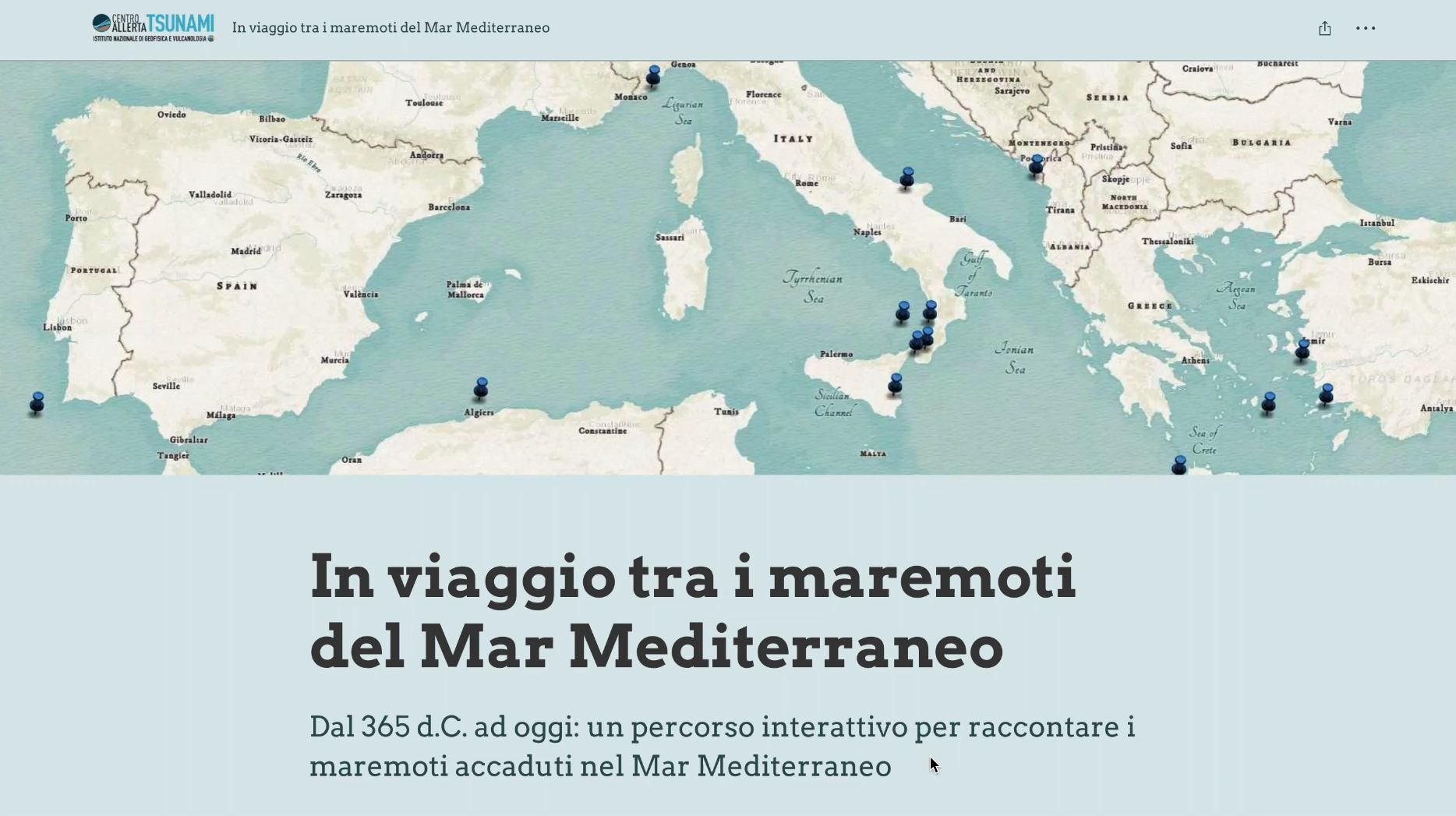 Storymaps Viaggio tra maremoti del Mar Mediterraneo Screen